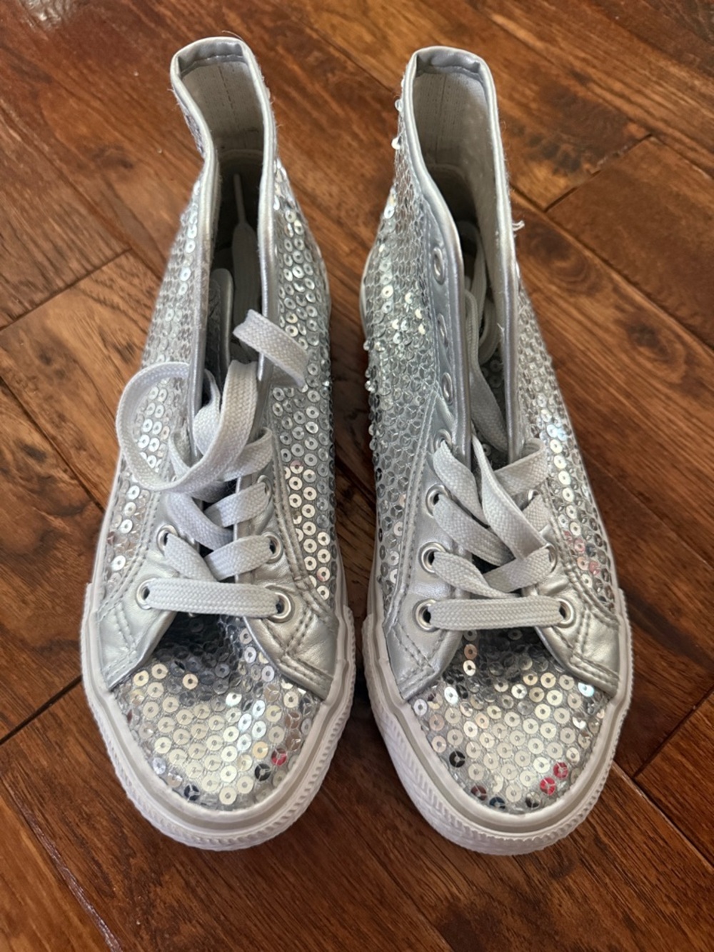 Balera Silver Sequin High-Top Hip Hop Sneakers size 5